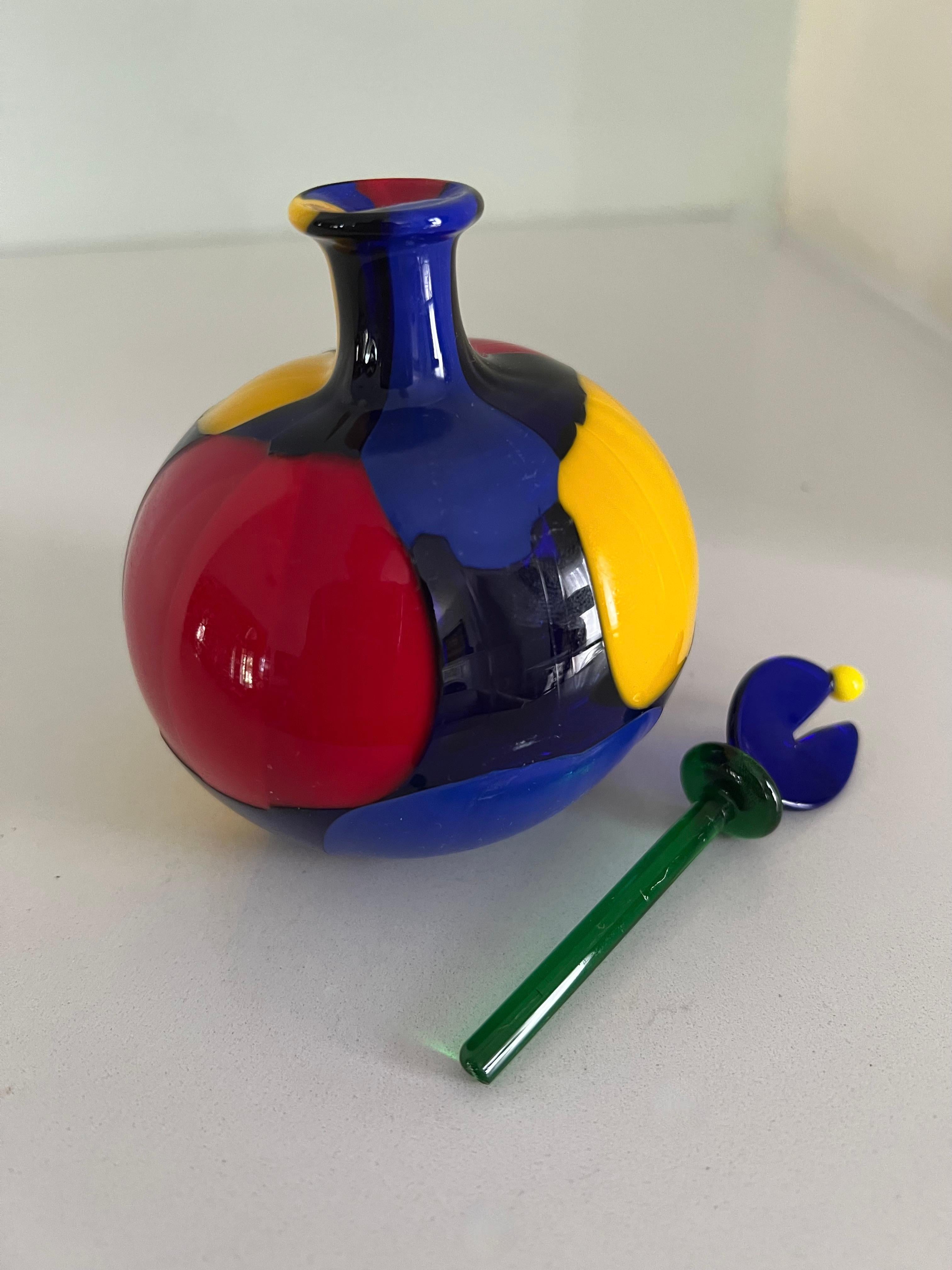 Mid-Century Modern Multi Color Opaque Glass Murano Perfume Bottle For Sale