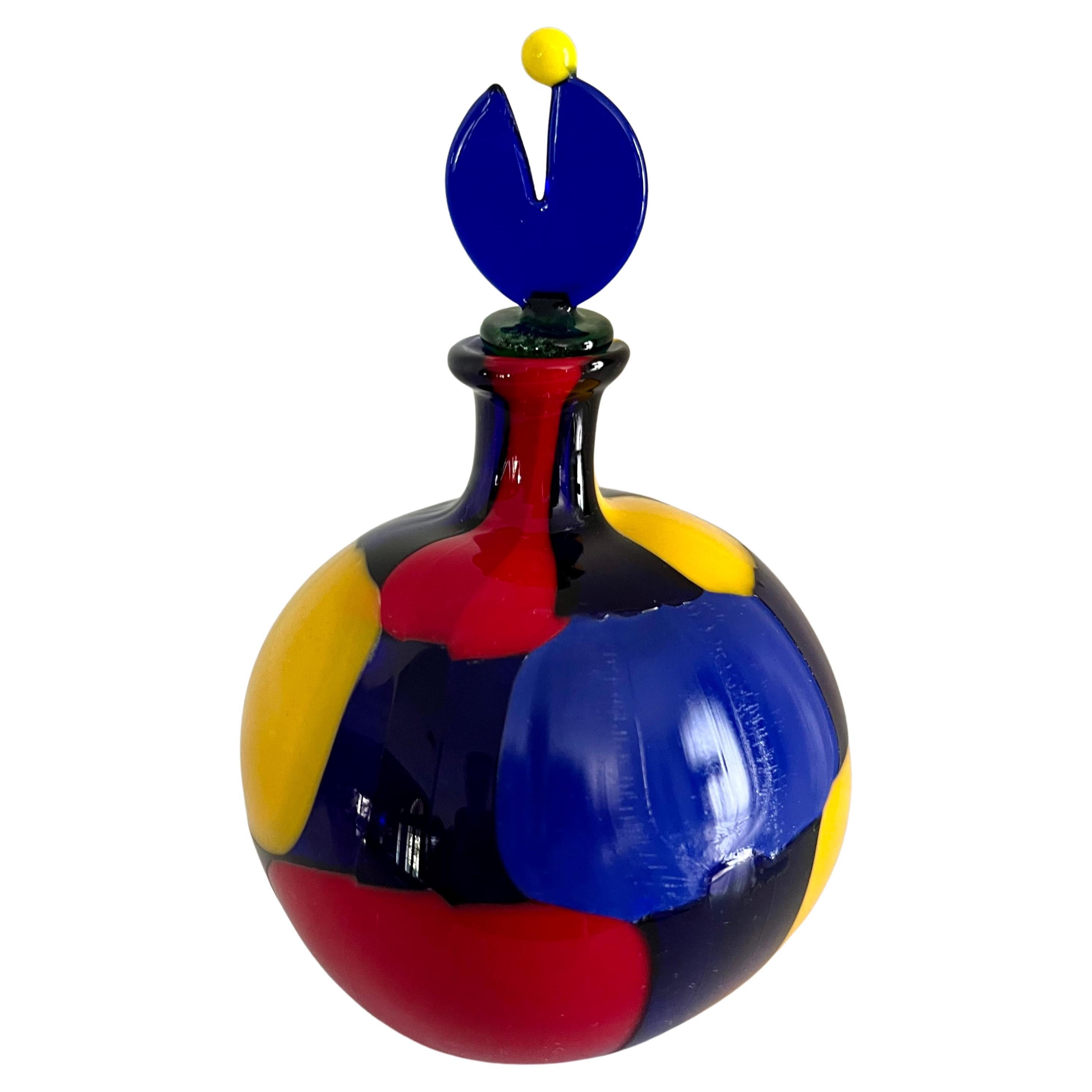 Multi Color Opaque Glass Murano Perfume Bottle For Sale