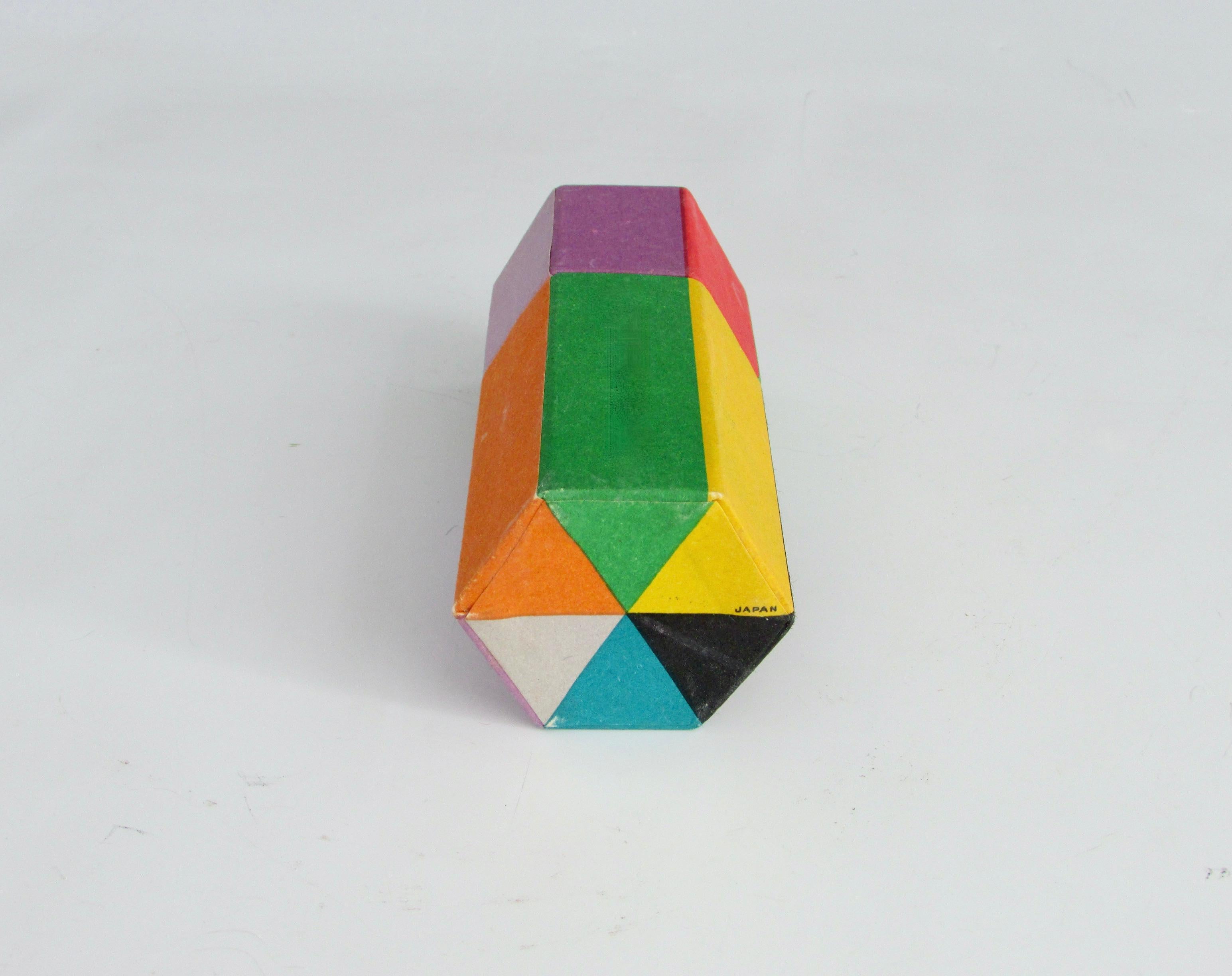 Japanese Multi Color Origami Hexagonal Matchbox with Fitted Color Matches For Sale