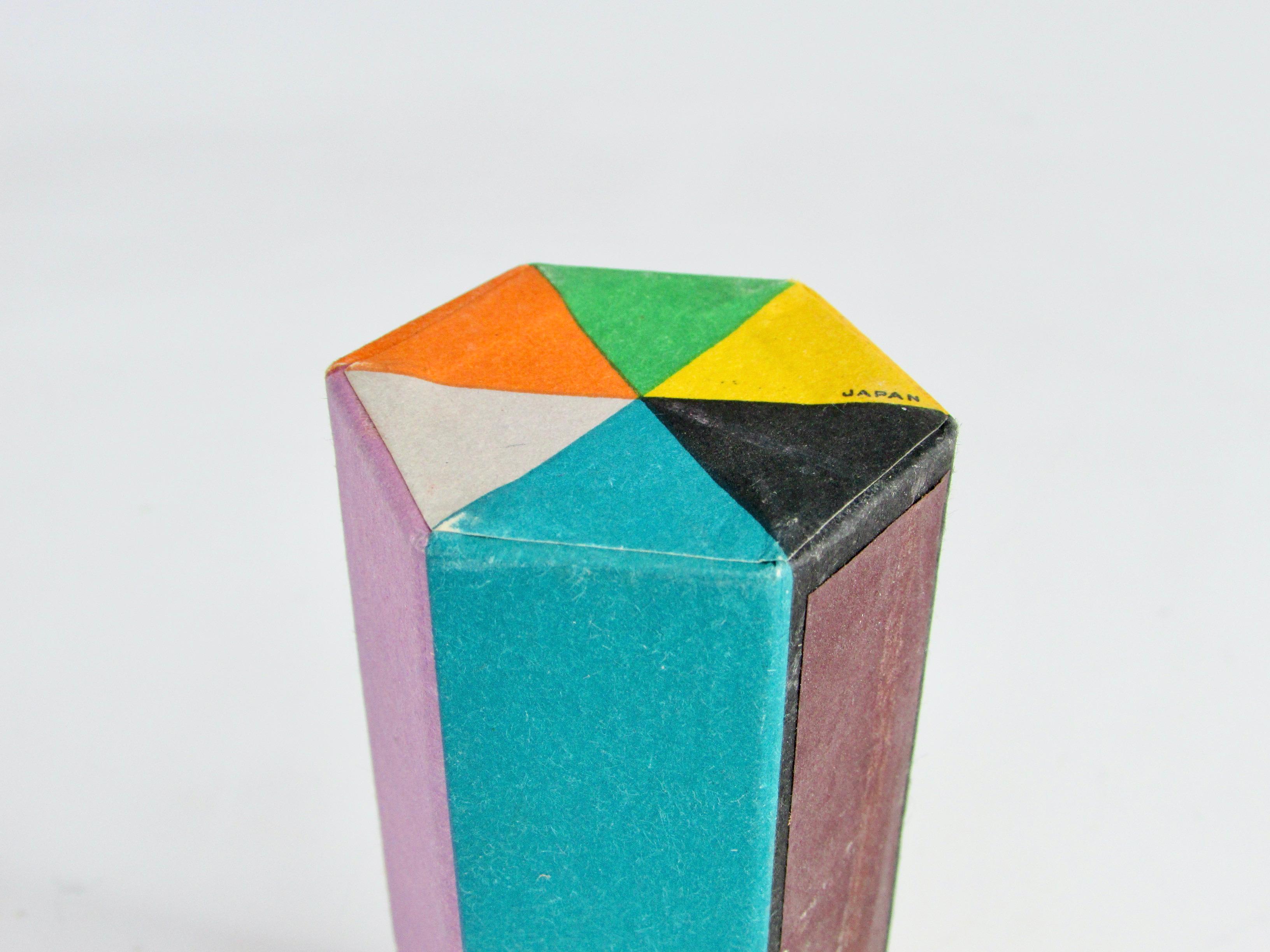 Multi Color Origami Hexagonal Matchbox with Fitted Color Matches In Good Condition For Sale In Ferndale, MI
