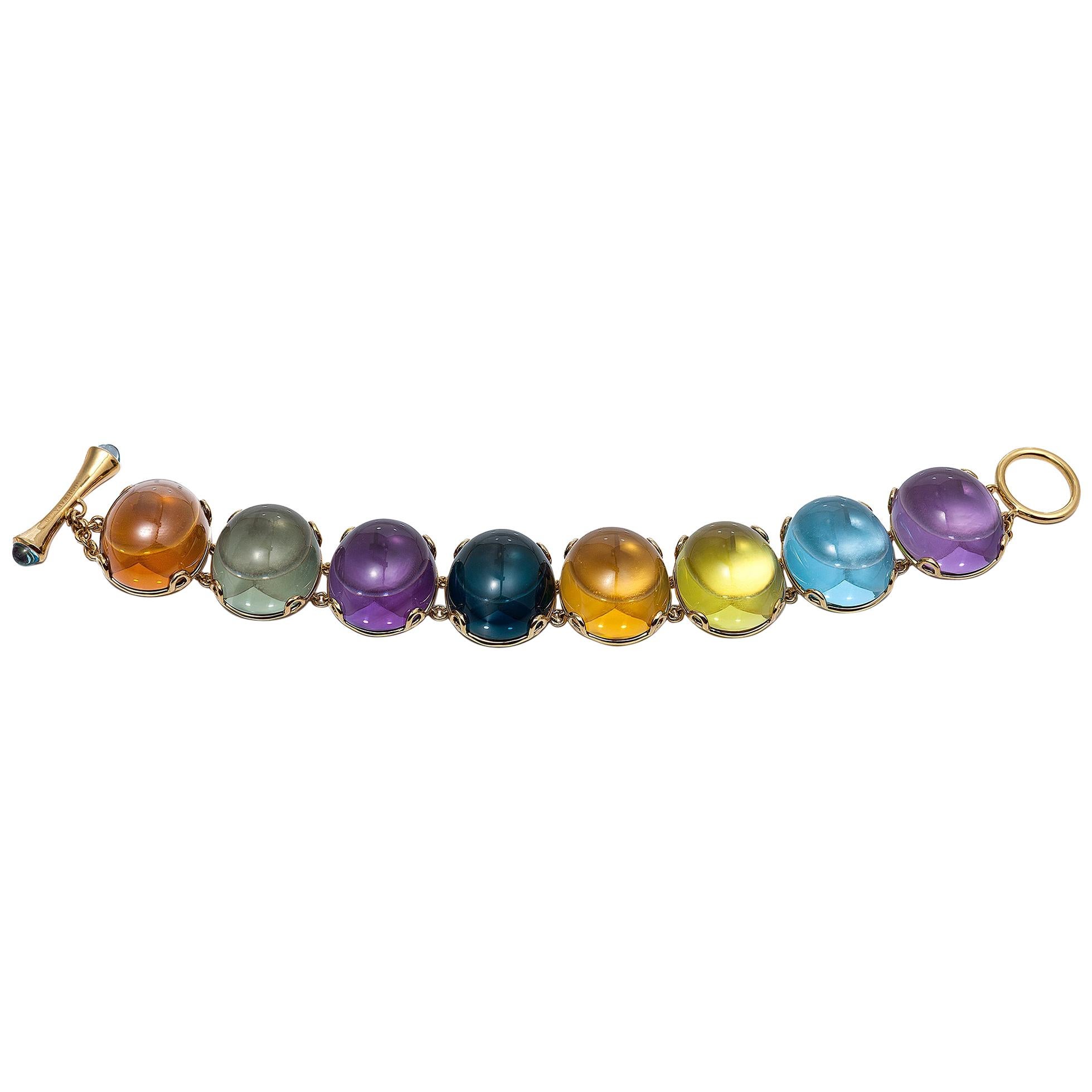 Goshwara Multi-Color Oval Cabochon Bracelet For Sale