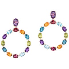 Goshwara Multi-Color Oval Hoop With  Diamond Earrings