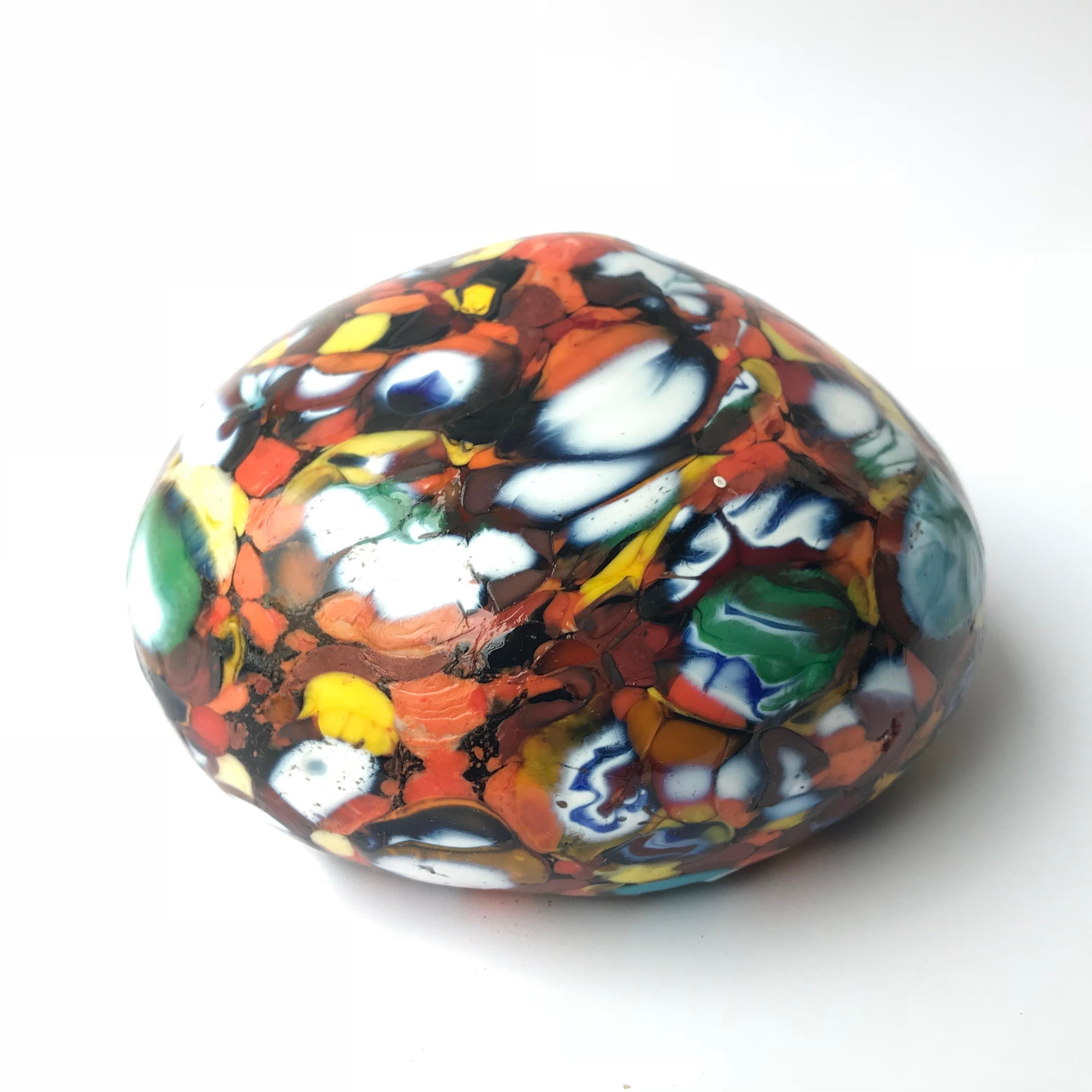 Italian Multi-Color Paperweight in Glass Paste, Murano Glass For Sale