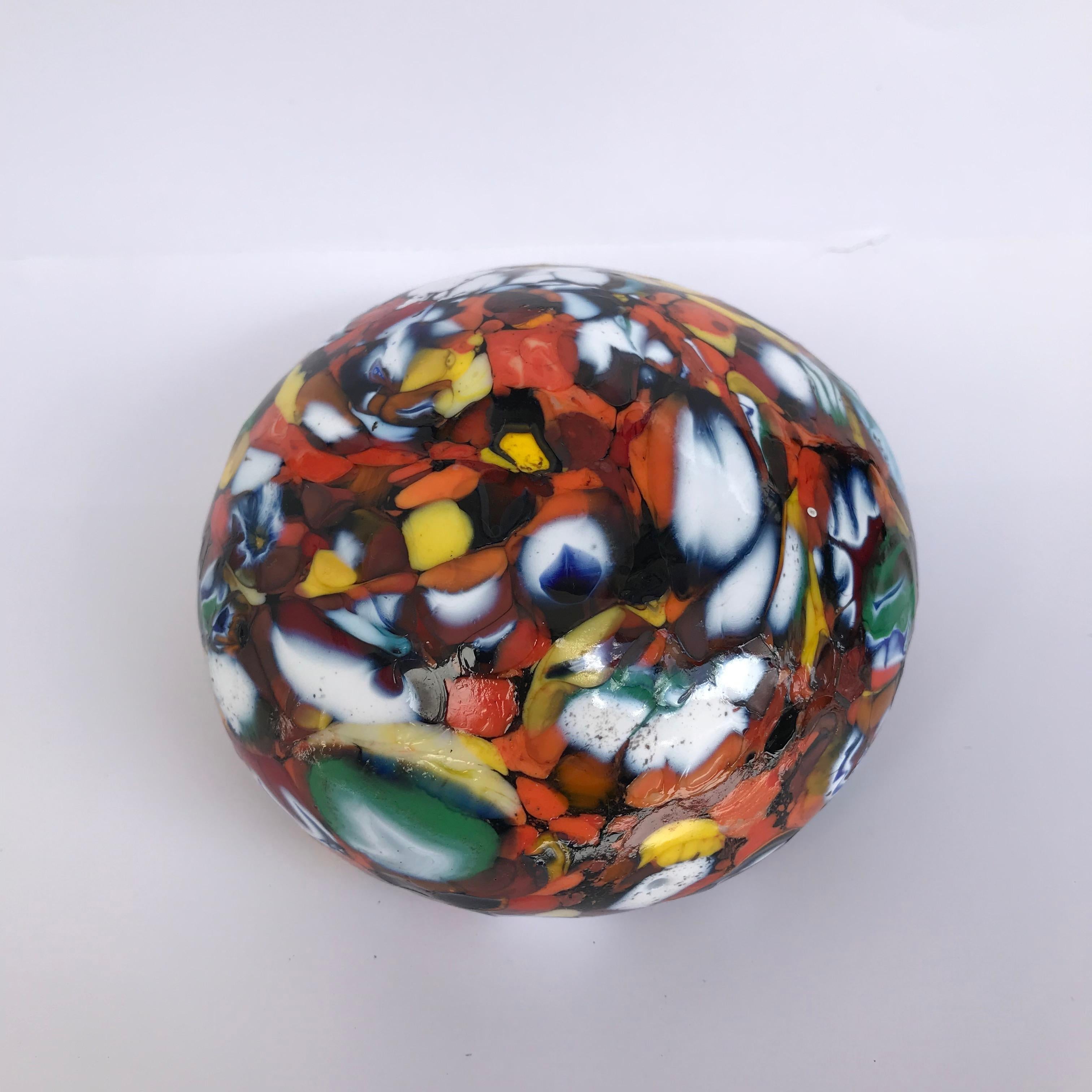 Mid-20th Century Multi-Color Paperweight in Glass Paste, Murano Glass For Sale