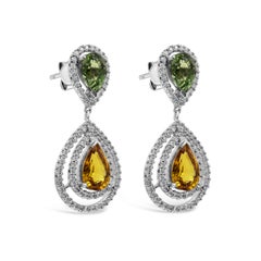 Roman Malakov 6.15 Carats Pear Shape Sapphires and Diamonds Gemstone Earrings