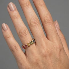 Multi-Color Pear-Shaped Gemstone 14K (18K Custom) Gold Eternity Band Ring