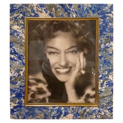 Multi-Color Photo Frame with Lapis Lazuli Inserts and Brass-Plated, Italy, 1960