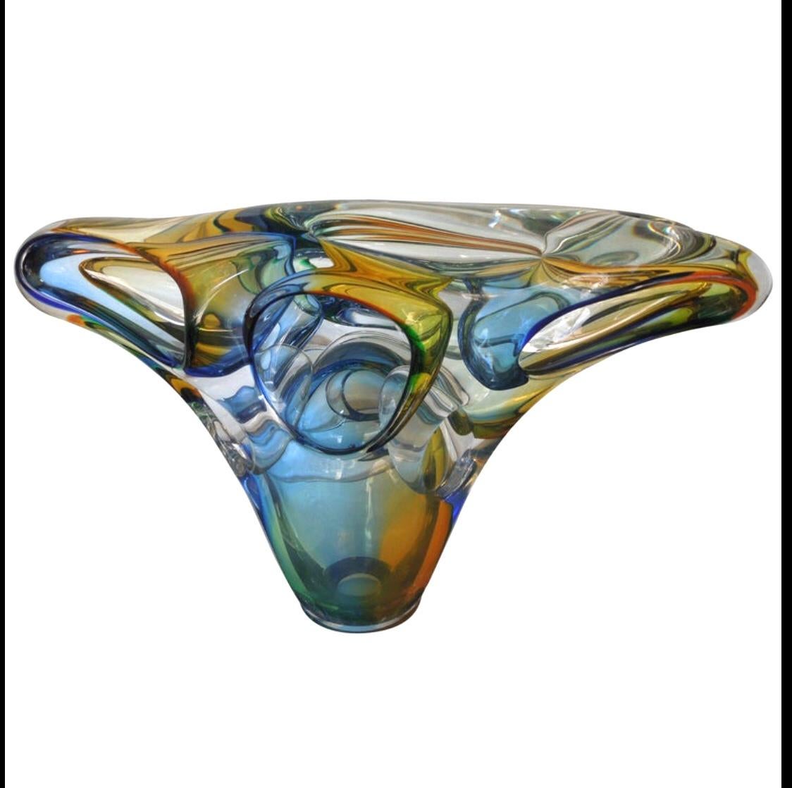 Art Glass Multi-Color Polish Modern Art Crystal Glass Sculpture For Sale