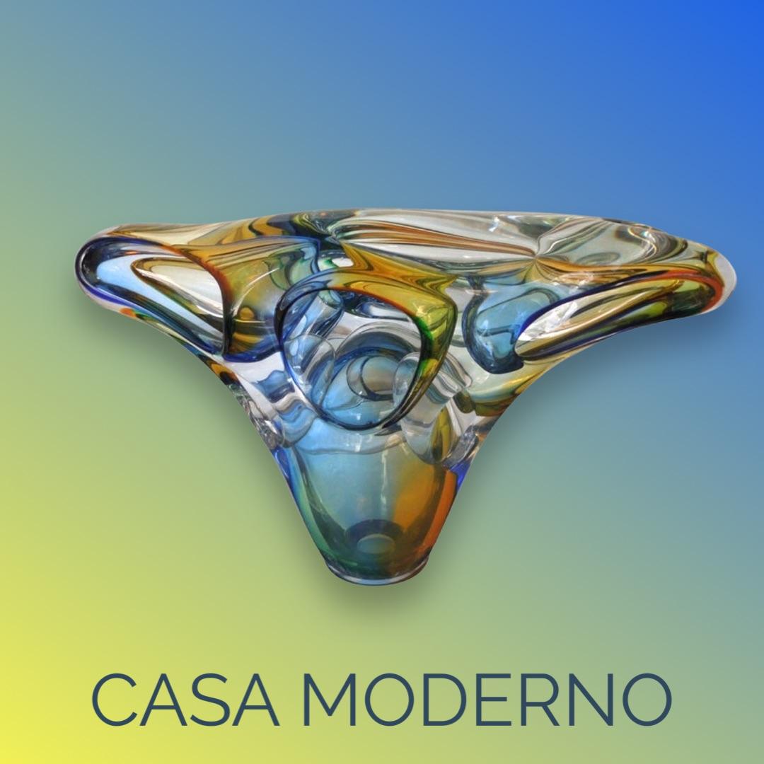 Vetro artistico Scultura in vetro di cristallo d'arte moderna polacca multicolore in vendita