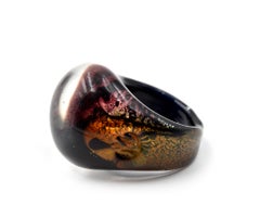 Multi-Color Purple-Orange Glass Fashion Dome Ring