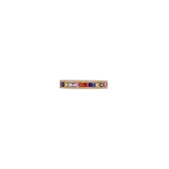 Multi-Color Rainbow Sapphires Princess Cut Ring in 18 Kt Rose Gold