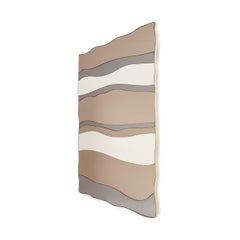 Specchio da parete rettangolare multicolore con cornice in ottone lucido