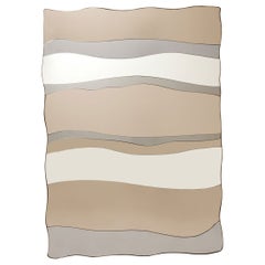 Specchio da parete rettangolare multicolore con cornice in ottone lucido