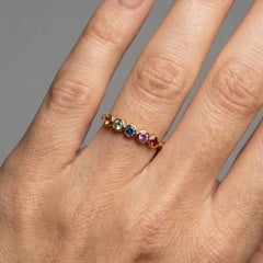 Multi-Color Round Sapphires 14K (18K Custom) Gold Stacking Ring
