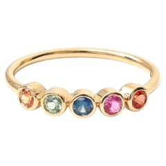Multi-Color Round Sapphires 14K (18K Custom) Gold Stacking Ring