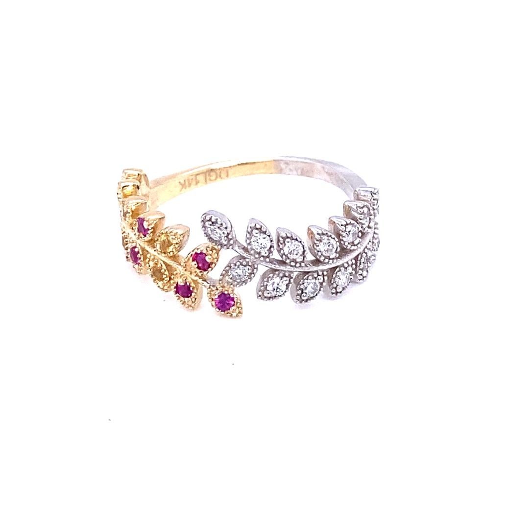 Taille ronde Bracelet en or avec saphirs multicolores et diamants en vente