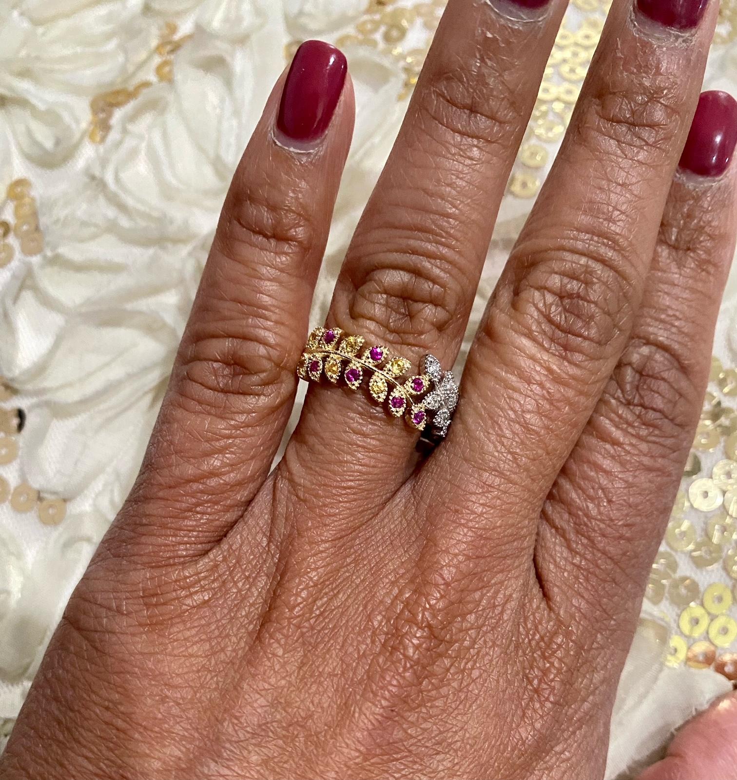 Fascia in oro con zaffiri e diamanti multicolore In condizioni Nuovo in vendita a Los Angeles, CA