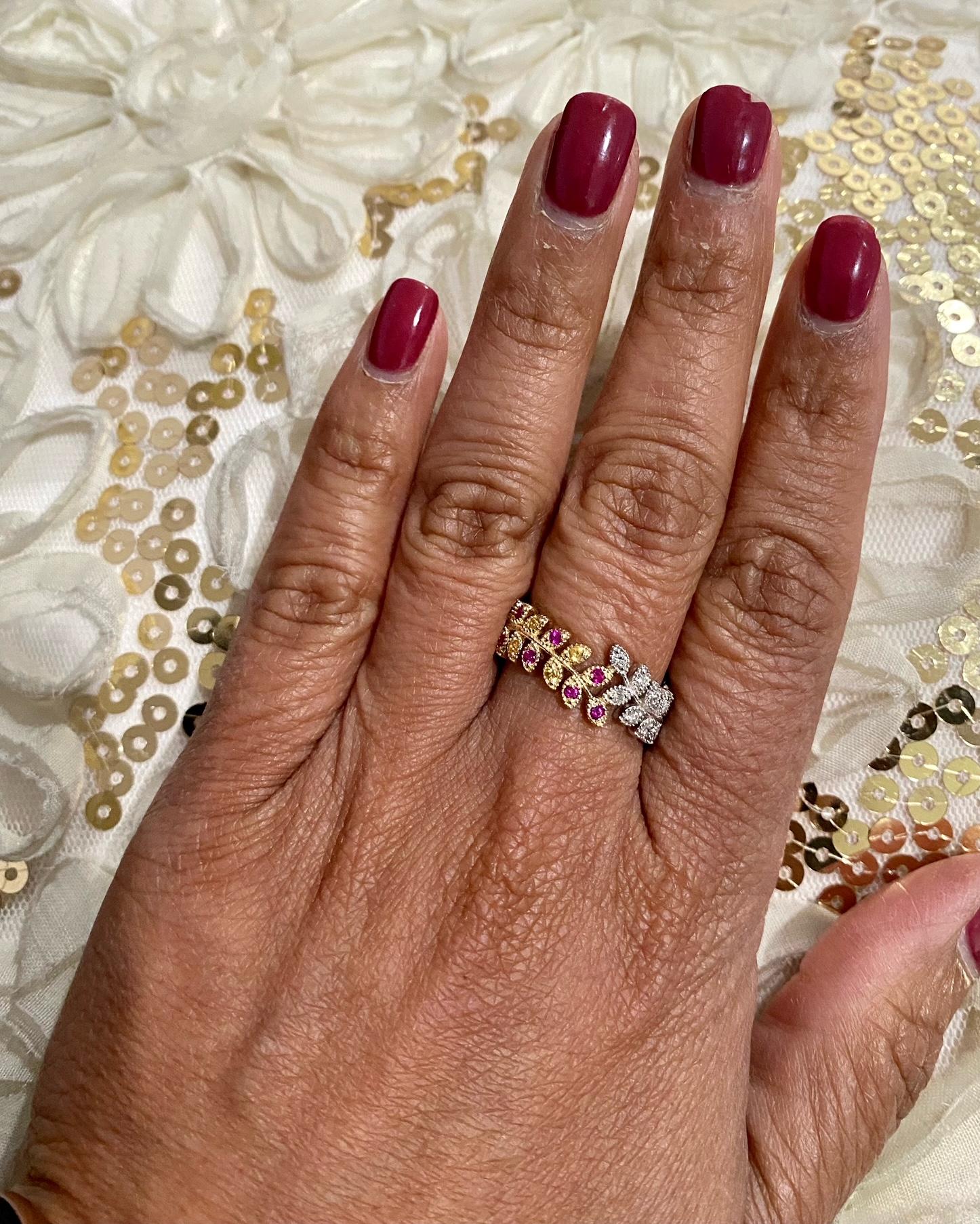 Fascia in oro con zaffiri e diamanti multicolore in vendita 1