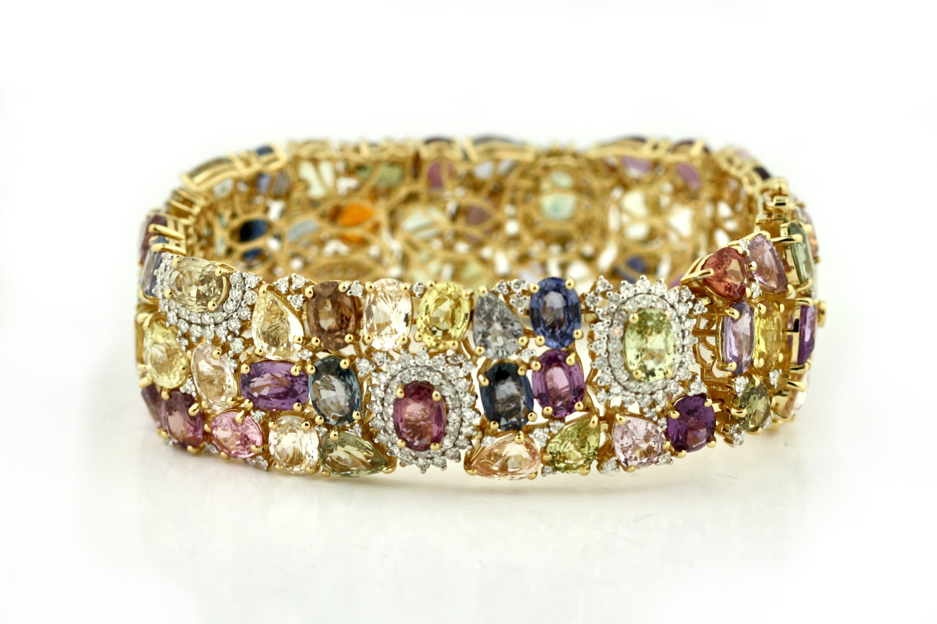 Multi-Color Sapphire and Diamond Bracelet 5
