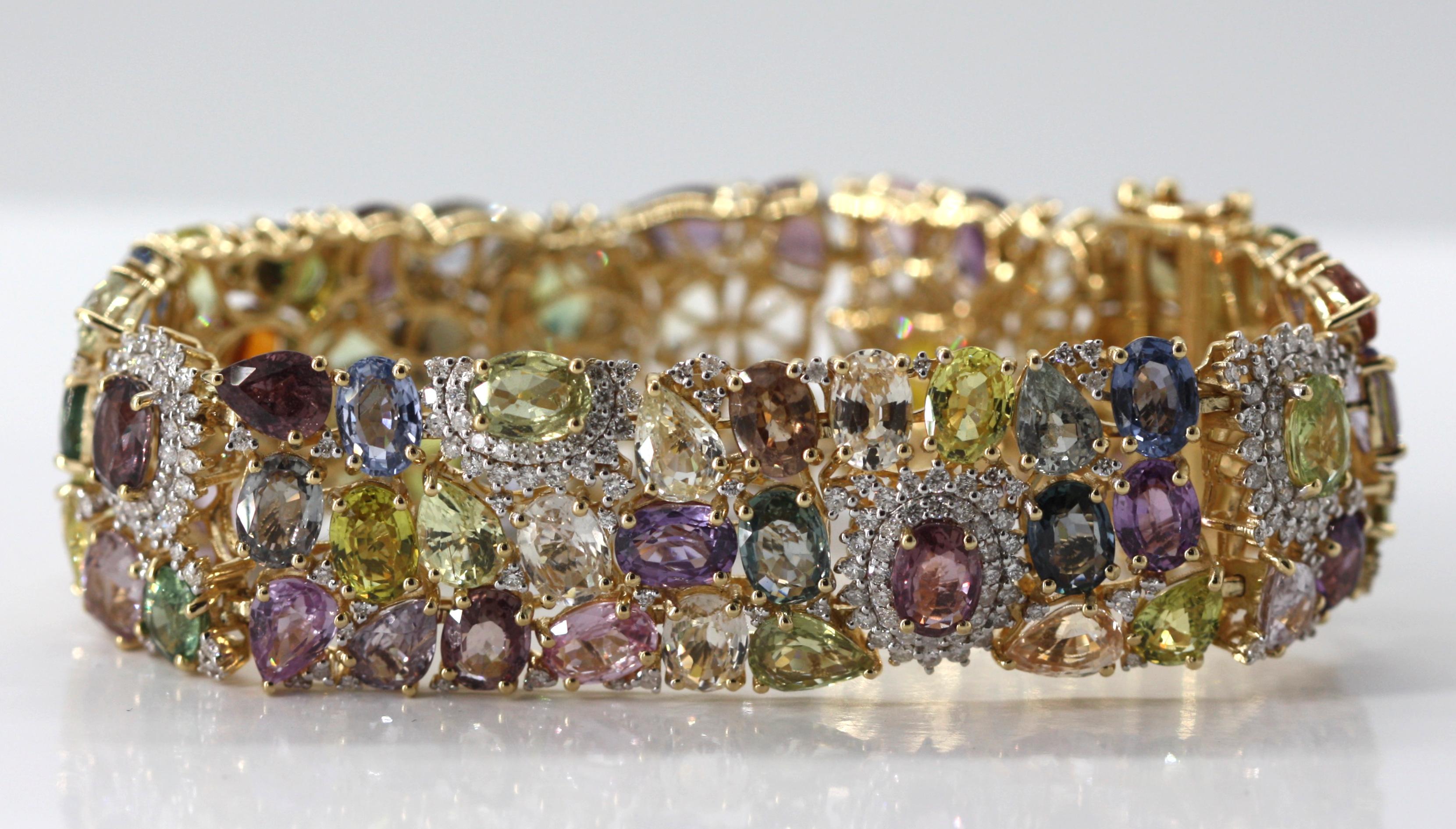 Multi-Color Sapphire and Diamond Bracelet 7