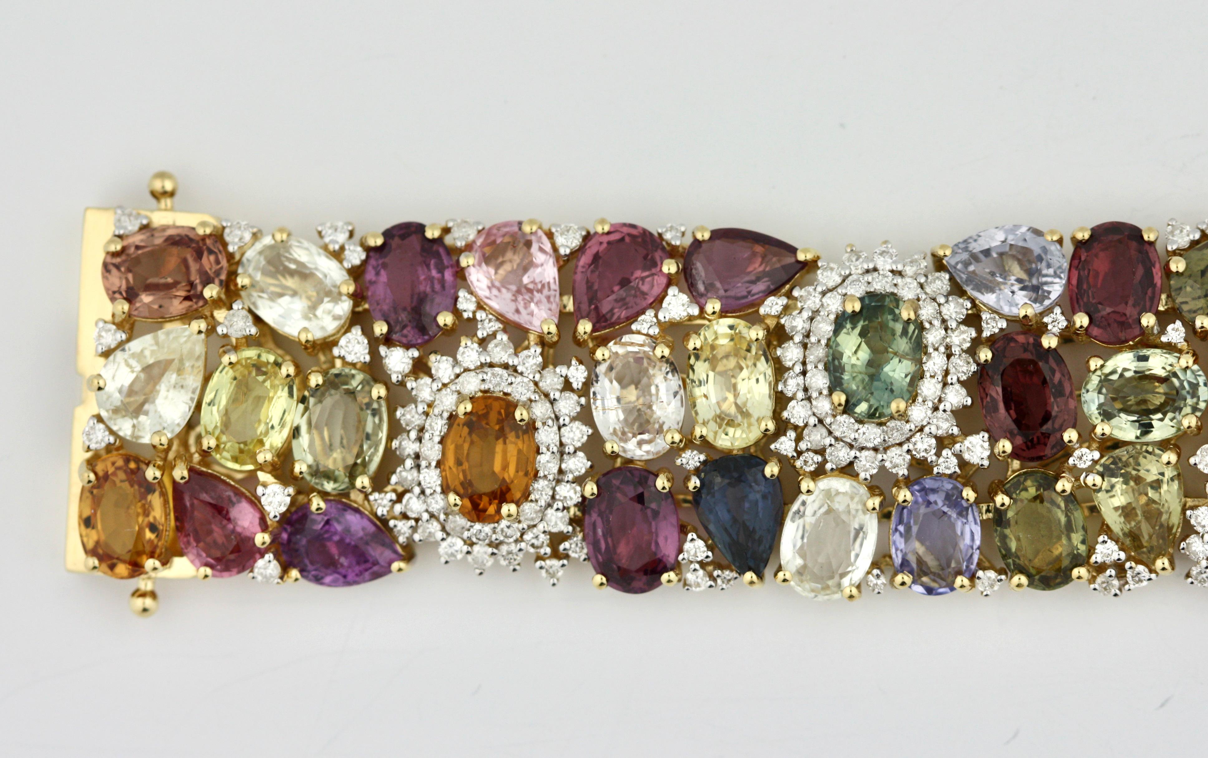 Multi-Color Sapphire and Diamond Bracelet 1