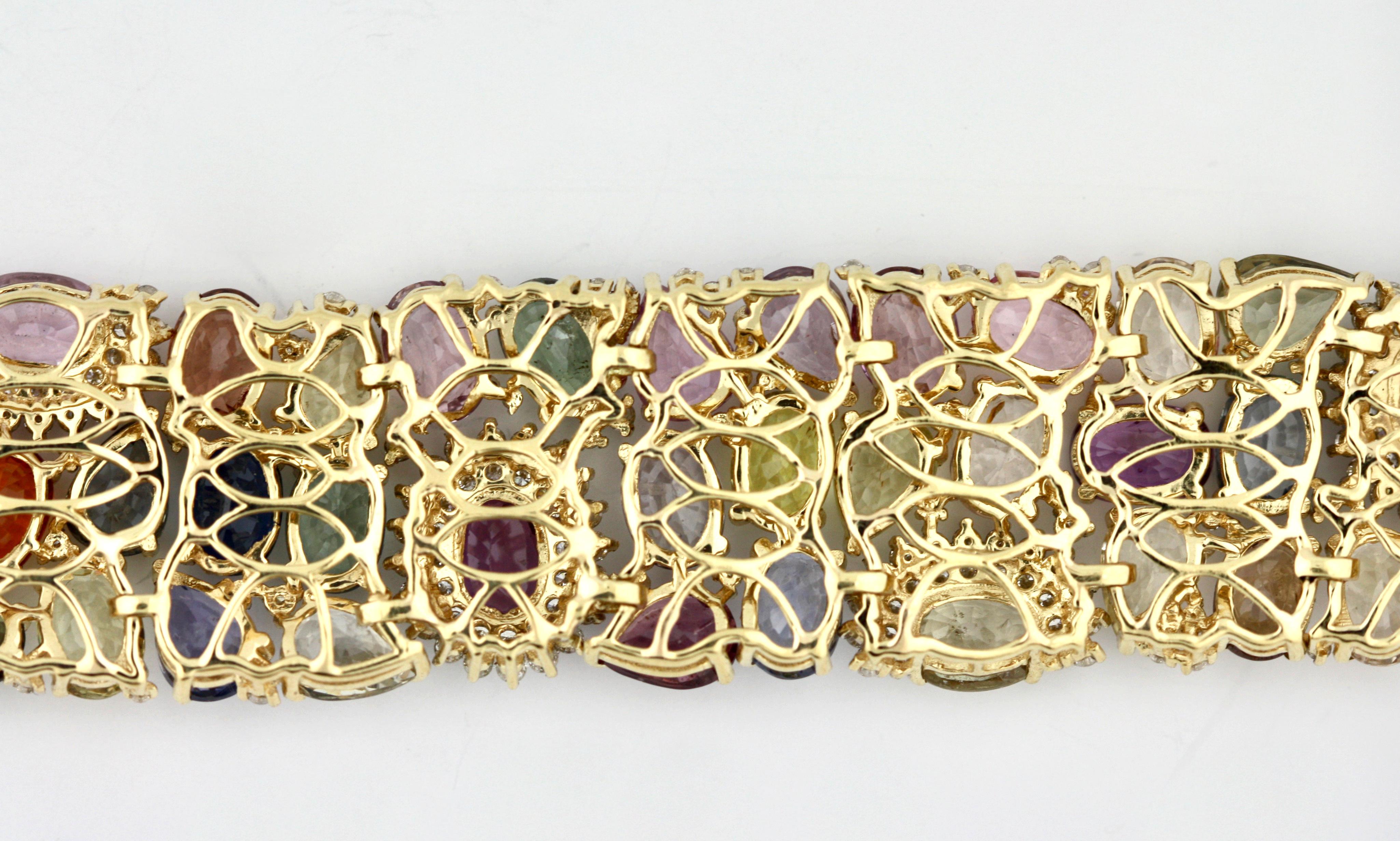 Multi-Color Sapphire and Diamond Bracelet 2
