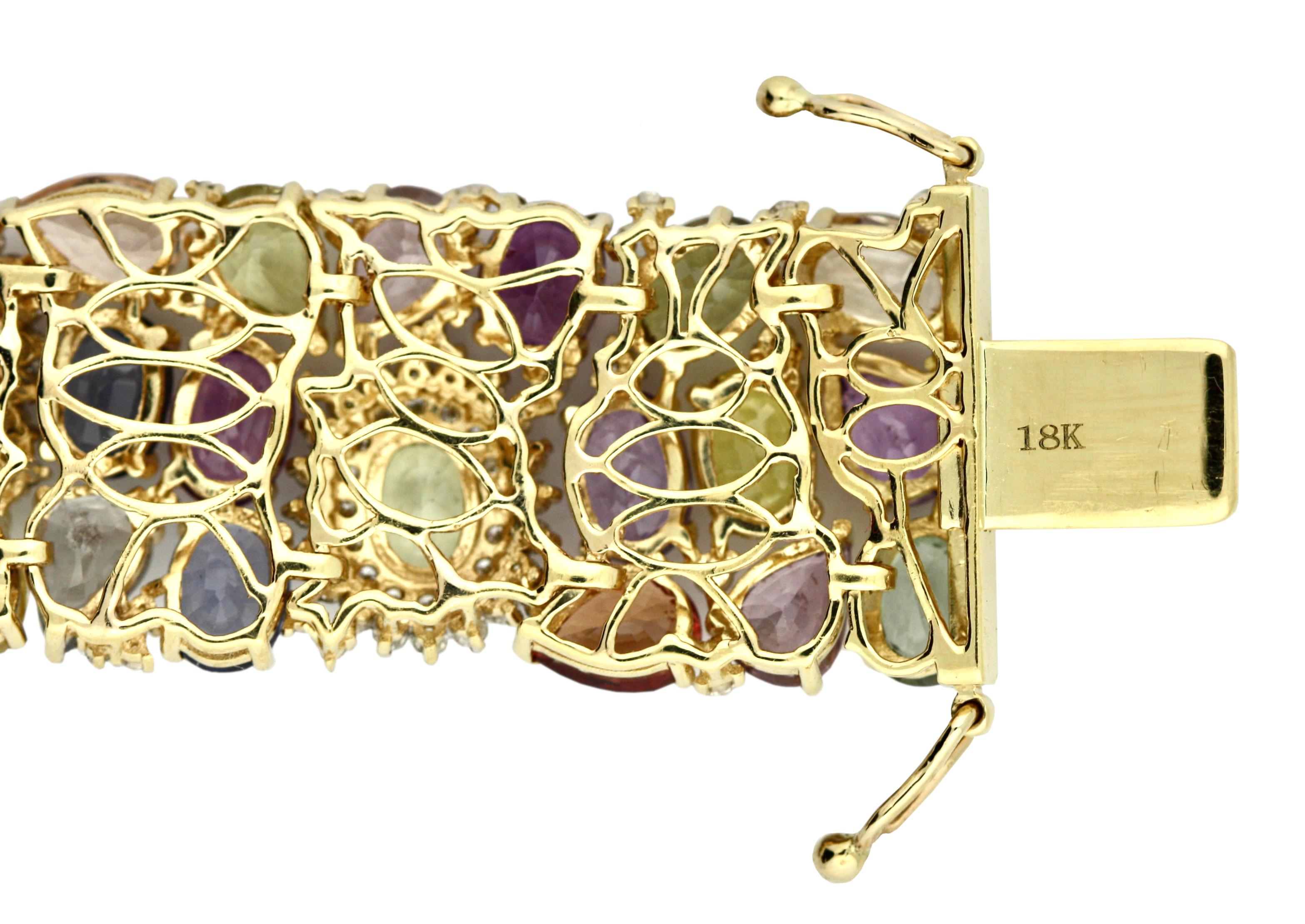 Multi-Color Sapphire and Diamond Bracelet 3