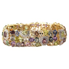 Multi-Color Sapphire and Diamond Bracelet