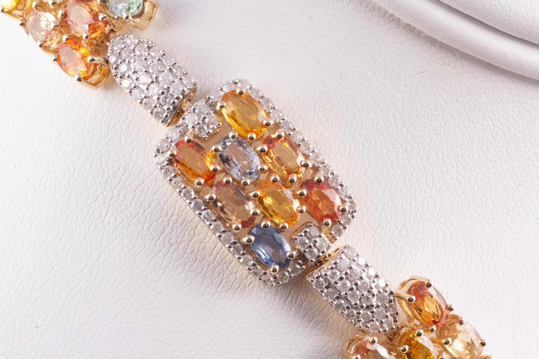 Mehrfarbige Halskette mit Saphiren und Diamanten (Kunsthandwerker*in) im Angebot