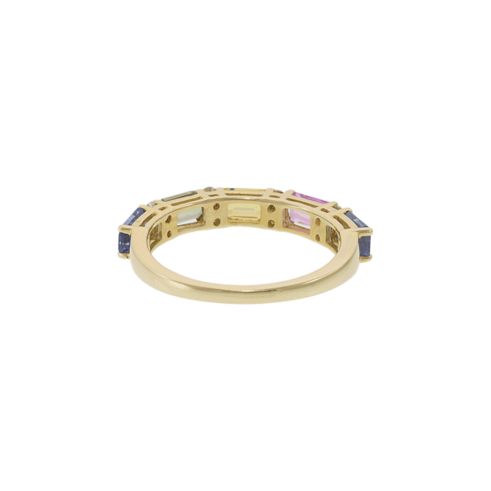 Bague en or jaune 14KT avec saphir multicolore et diamant en vente 5