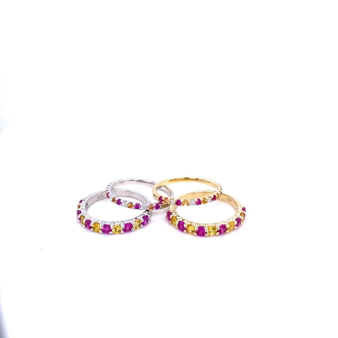Set di fasce d'oro impilabili con zaffiri e diamanti multicolore In condizioni Nuovo in vendita a Los Angeles, CA