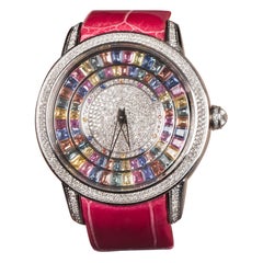 Mehrfarbige Saphir- und Diamant-Uhr