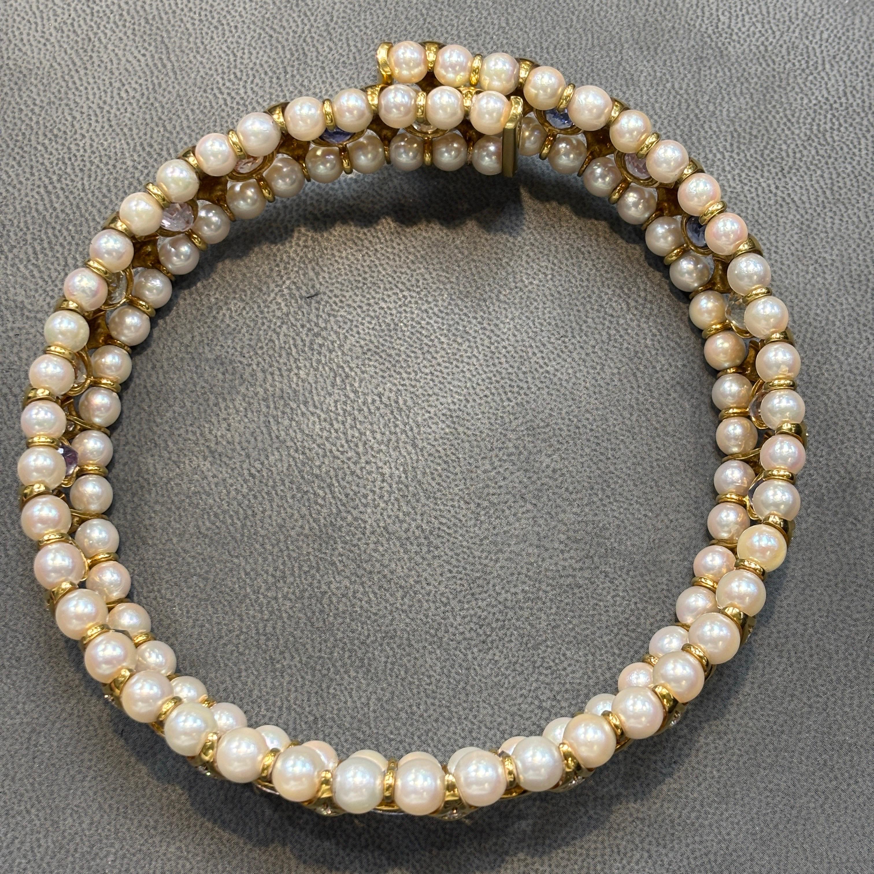 Girocollo di zaffiri e perle multicolore in vendita 2