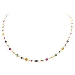 Multi-Color Sapphire and Ruby Necklace Set in 18 Karat Gold