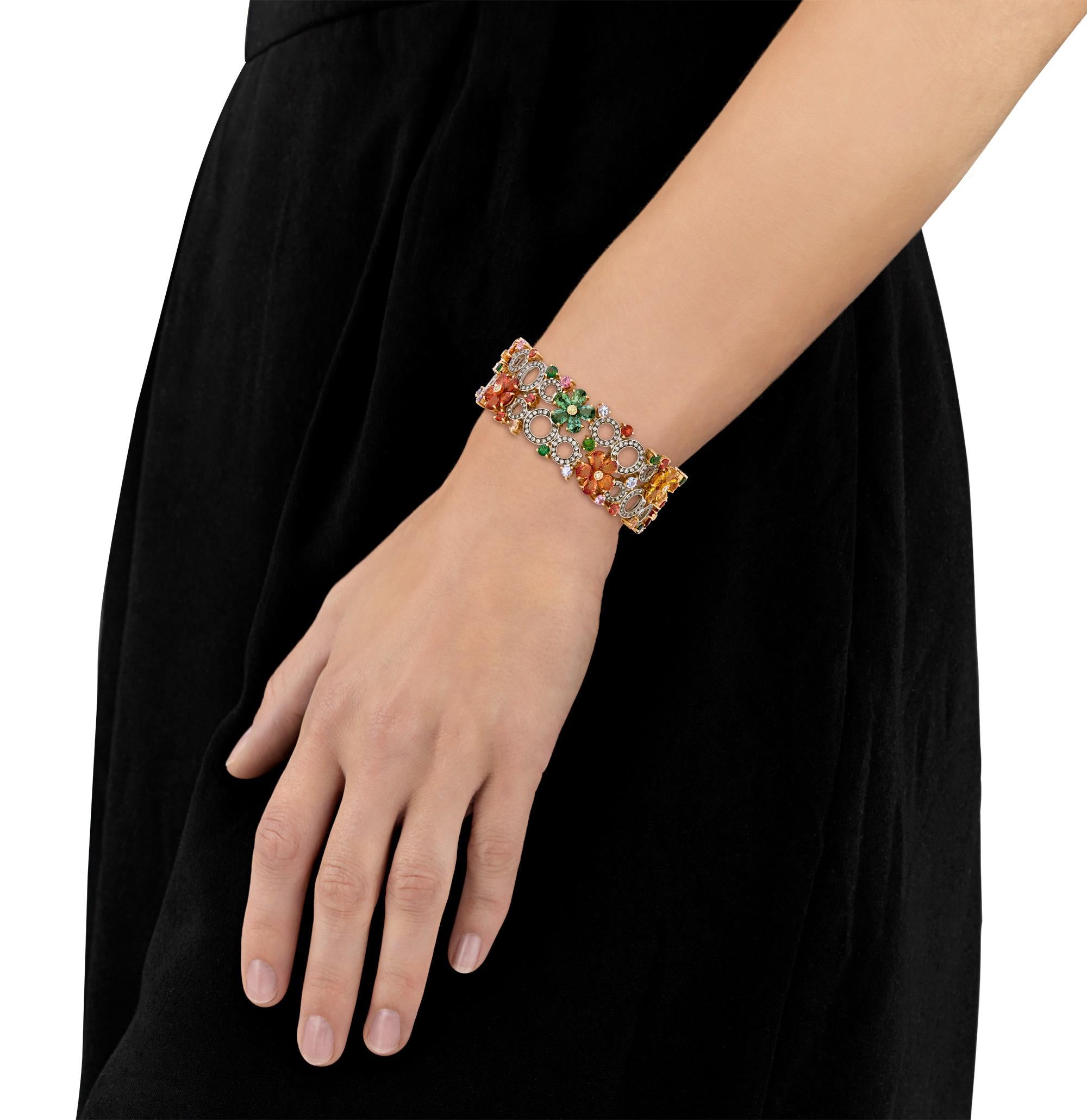 Modern Multi-Color Sapphire Bracelet, 48.45 Carats For Sale