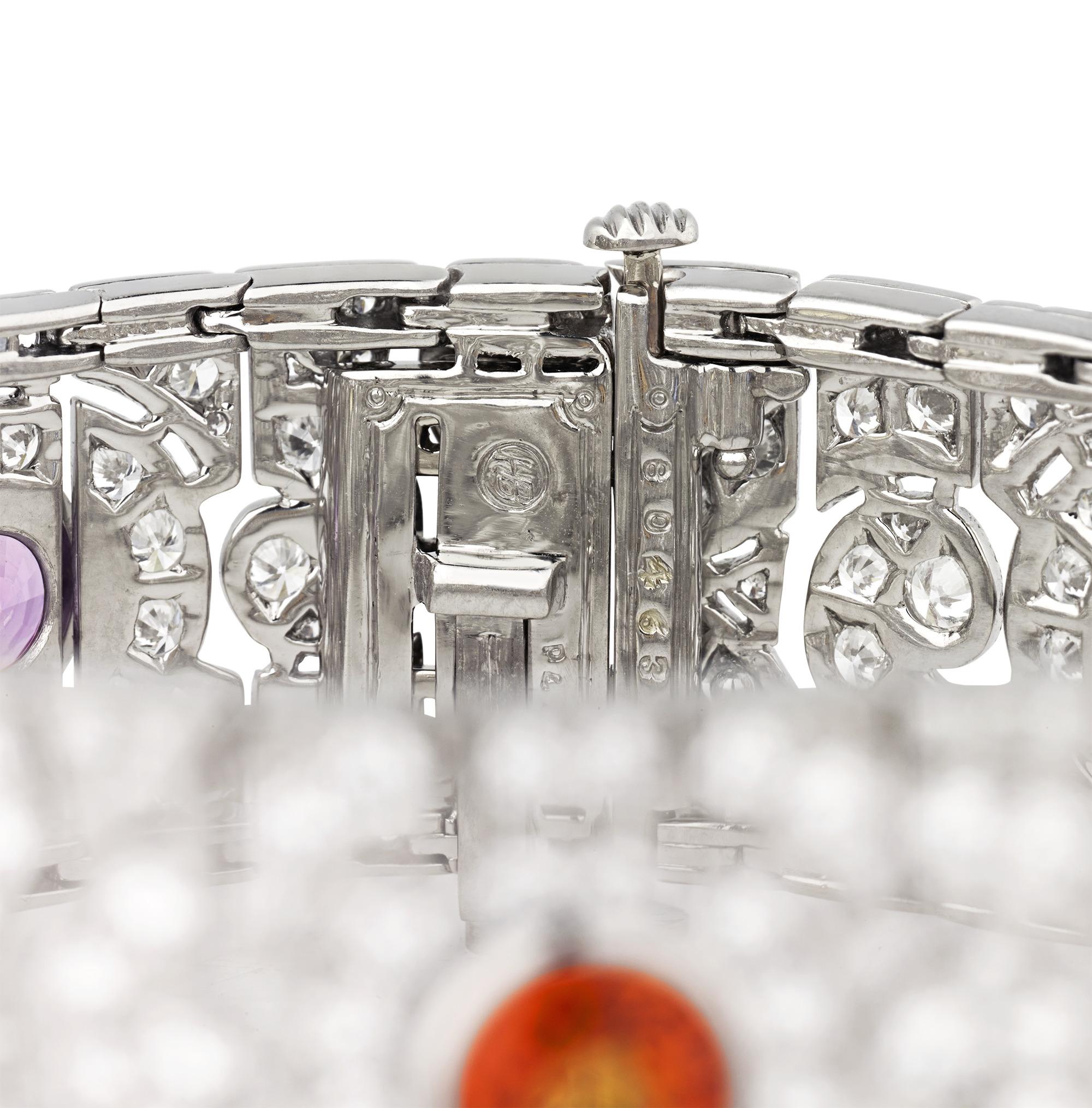 Moderne Bracelet de saphirs multicolores par Oscar Heyman, 8,69 carats en vente
