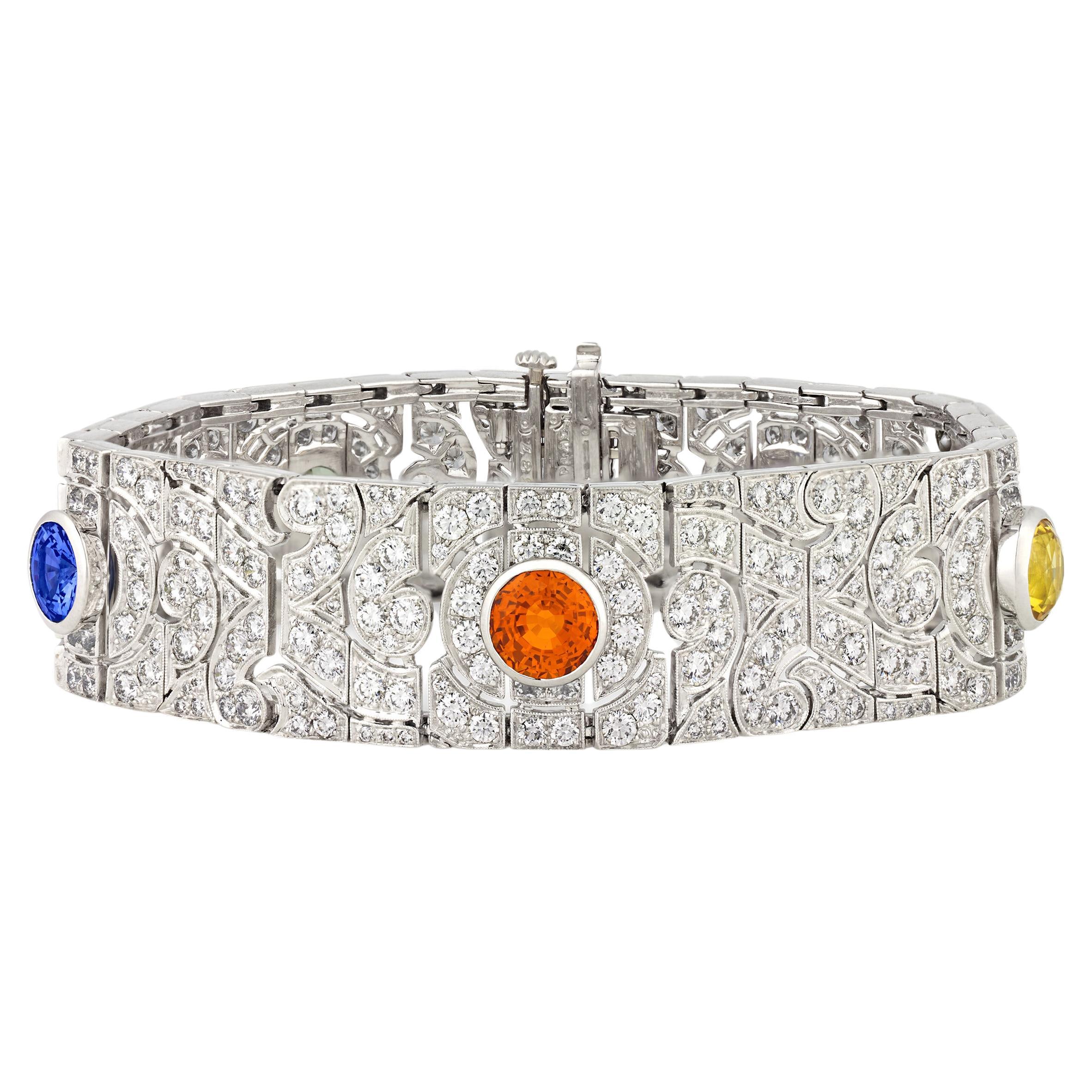 Multi-Color Sapphire Bracelet By Oscar Heyman, 8.69 Carats For Sale