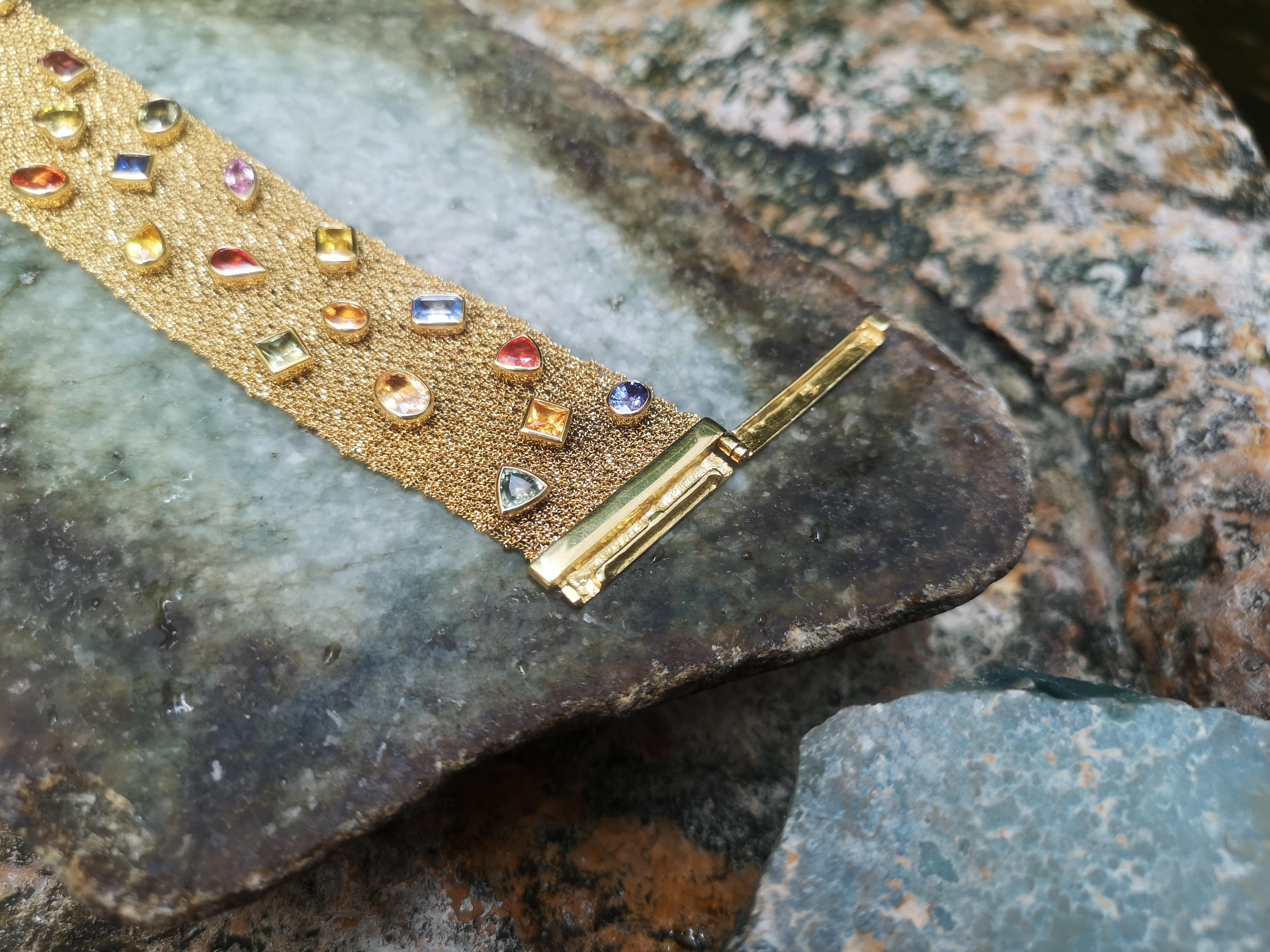 Women's Multi-Color Sapphire Bracelet Set in 18 Karat Gold Settings For Sale