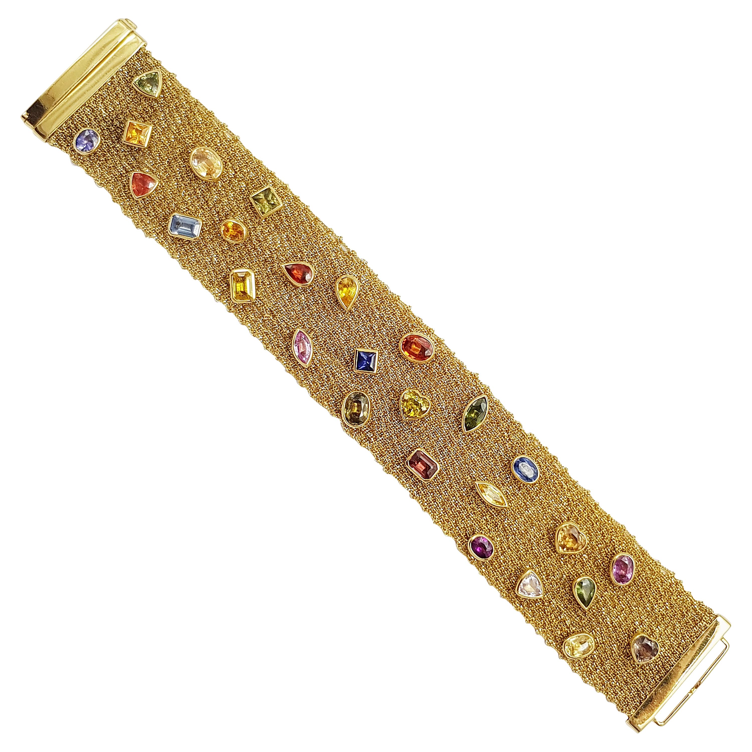 Multi-Color Sapphire Bracelet Set in 18 Karat Gold Settings