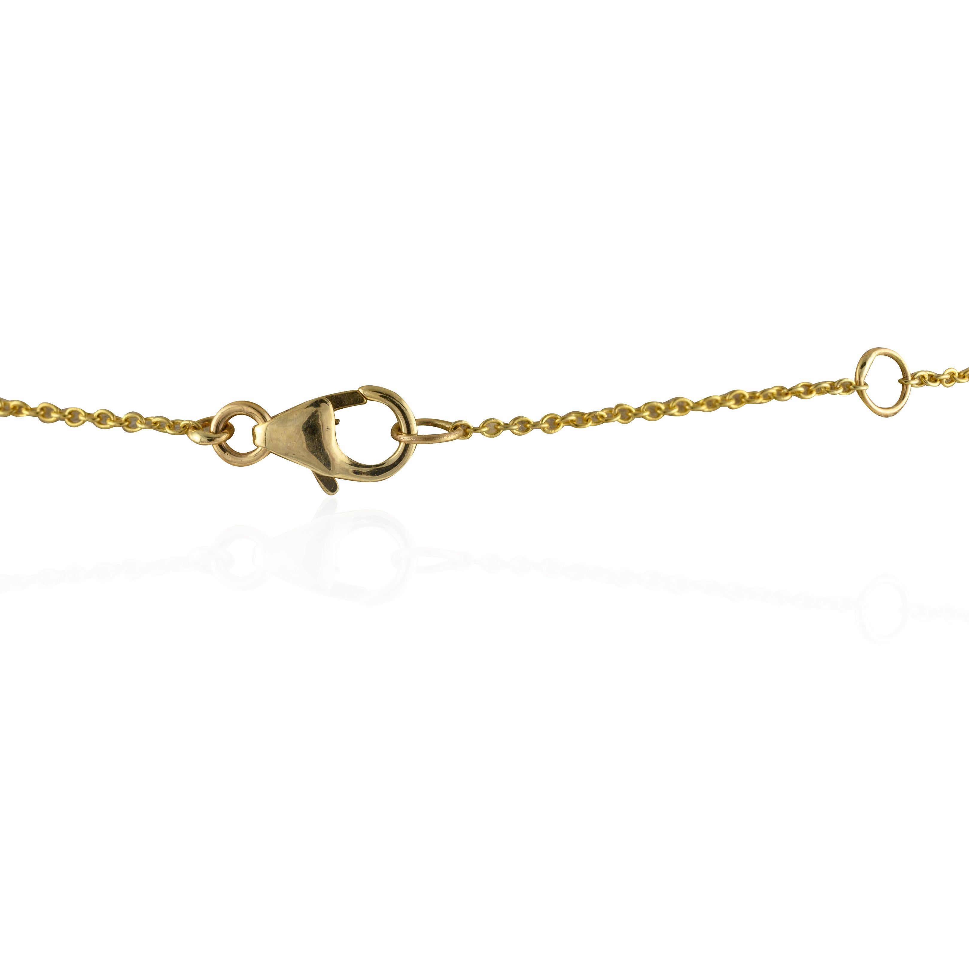 Multi Color Sapphire Chain Necklace in 14K Gold. This stunning piece of jewelry instantly elevates a casual look or dressy outfit. 
Sapphire stimulates concentration and reduces stress.
Designed with uneven shape multi sapphire with gold studded on