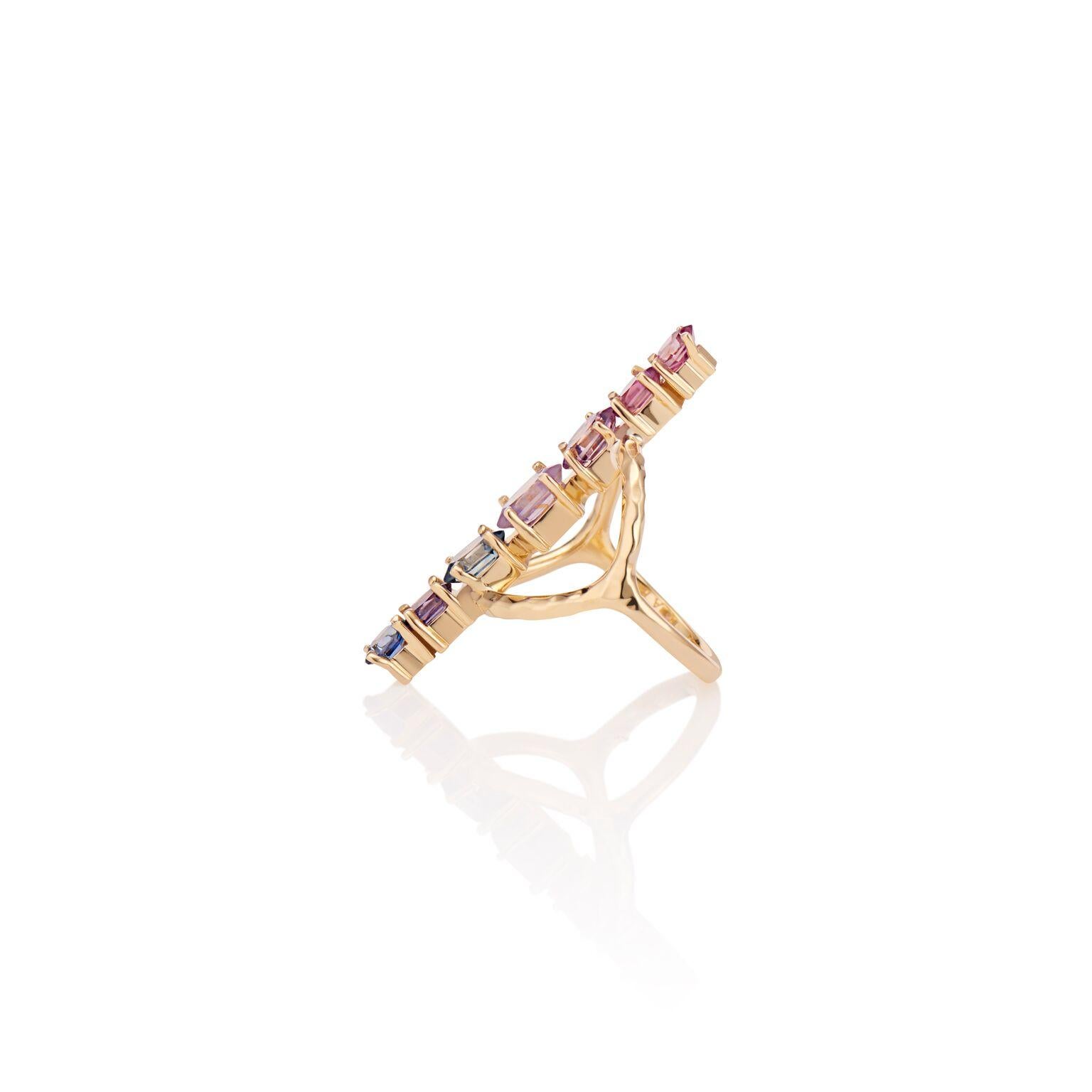 Contemporary Multi-Color Sapphire Cocktail Ring For Sale