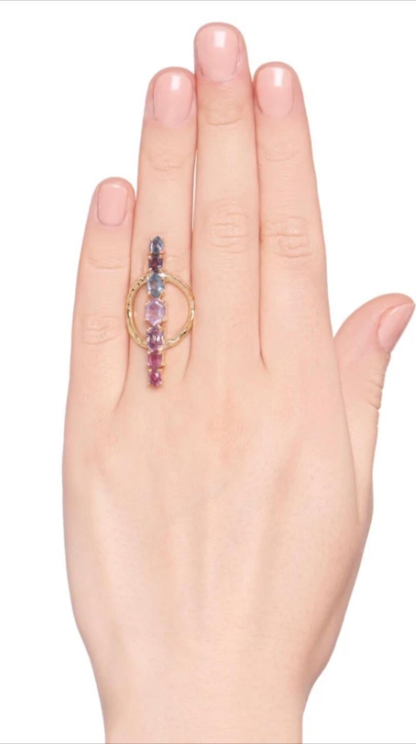 Multi-Color Sapphire Cocktail Ring In Excellent Condition For Sale In Los Angeles, CA