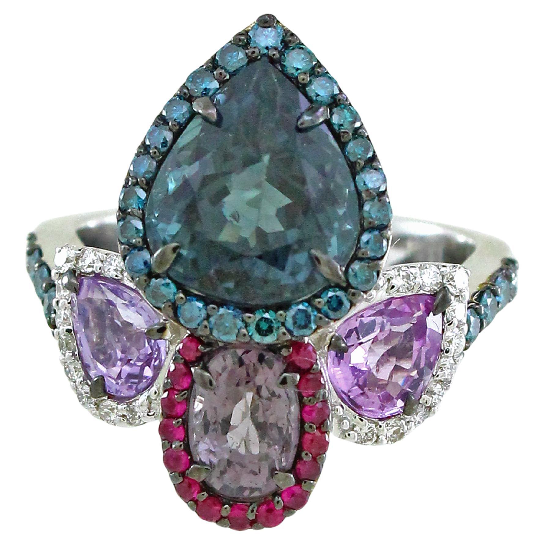 Multi Color Sapphire Cocktail Ring