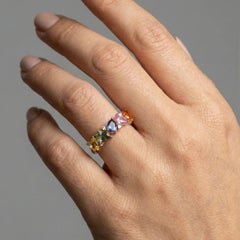 Multi-Color Sapphire & Diamond 14K (18K Custom) Gold Band Ring