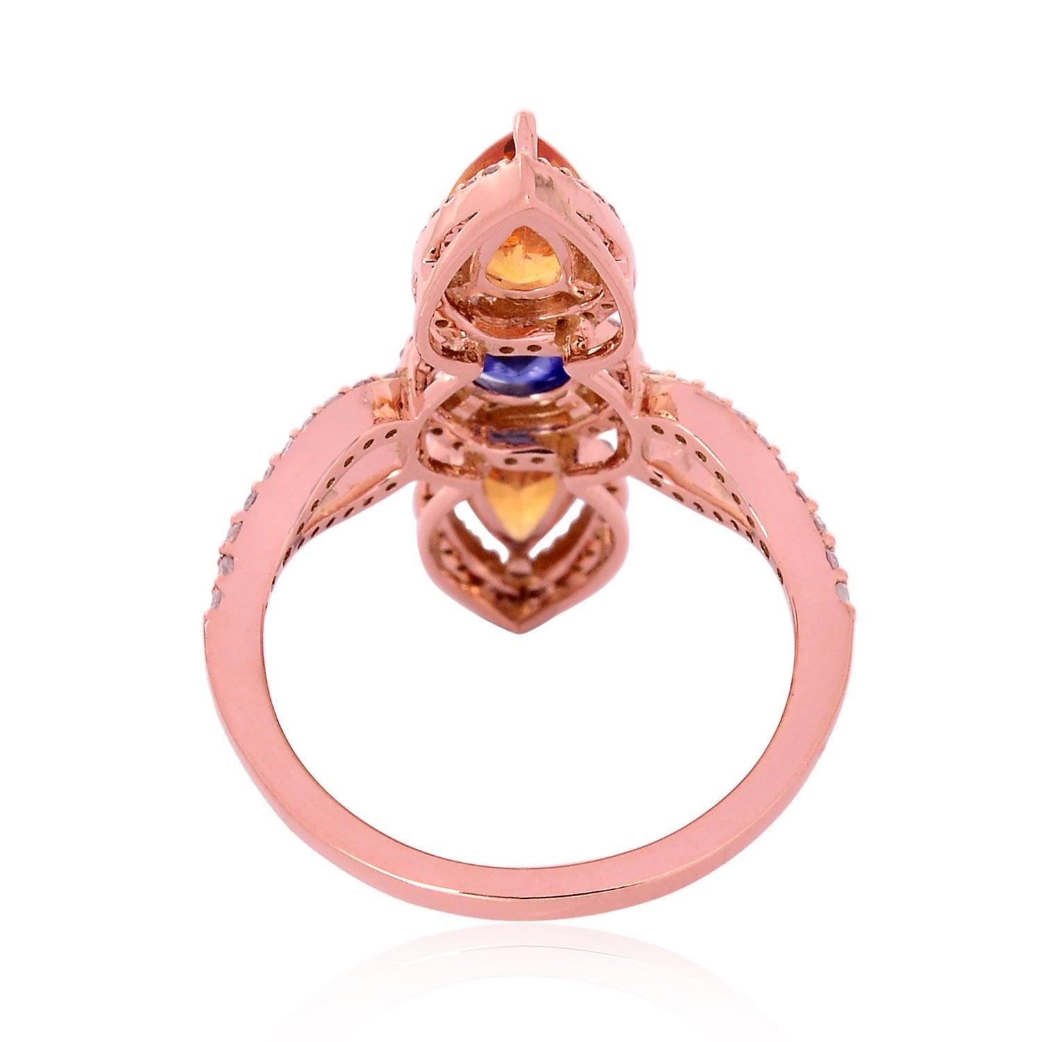 For Sale:  Multi-Color Sapphire Diamond 18 Karat Cocktail Ring 3