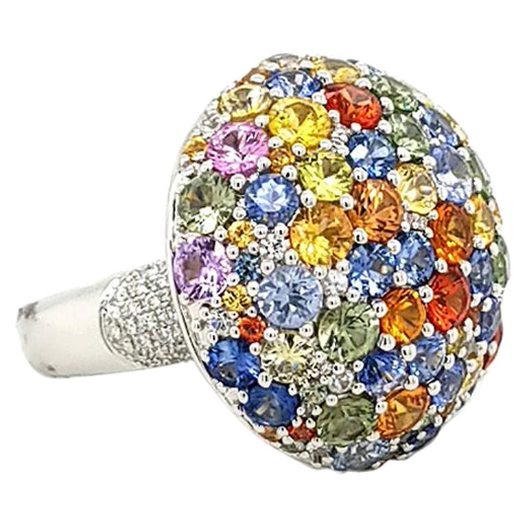 Adamas Multi-Colour Sapphire Diamond 18 Karat Gold Ring For Sale at 1stDibs