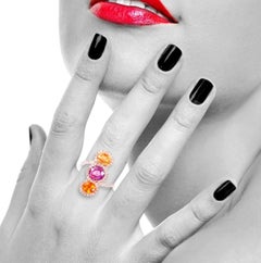 Multi-Color Sapphire Diamond 18 Karat Cocktail Ring