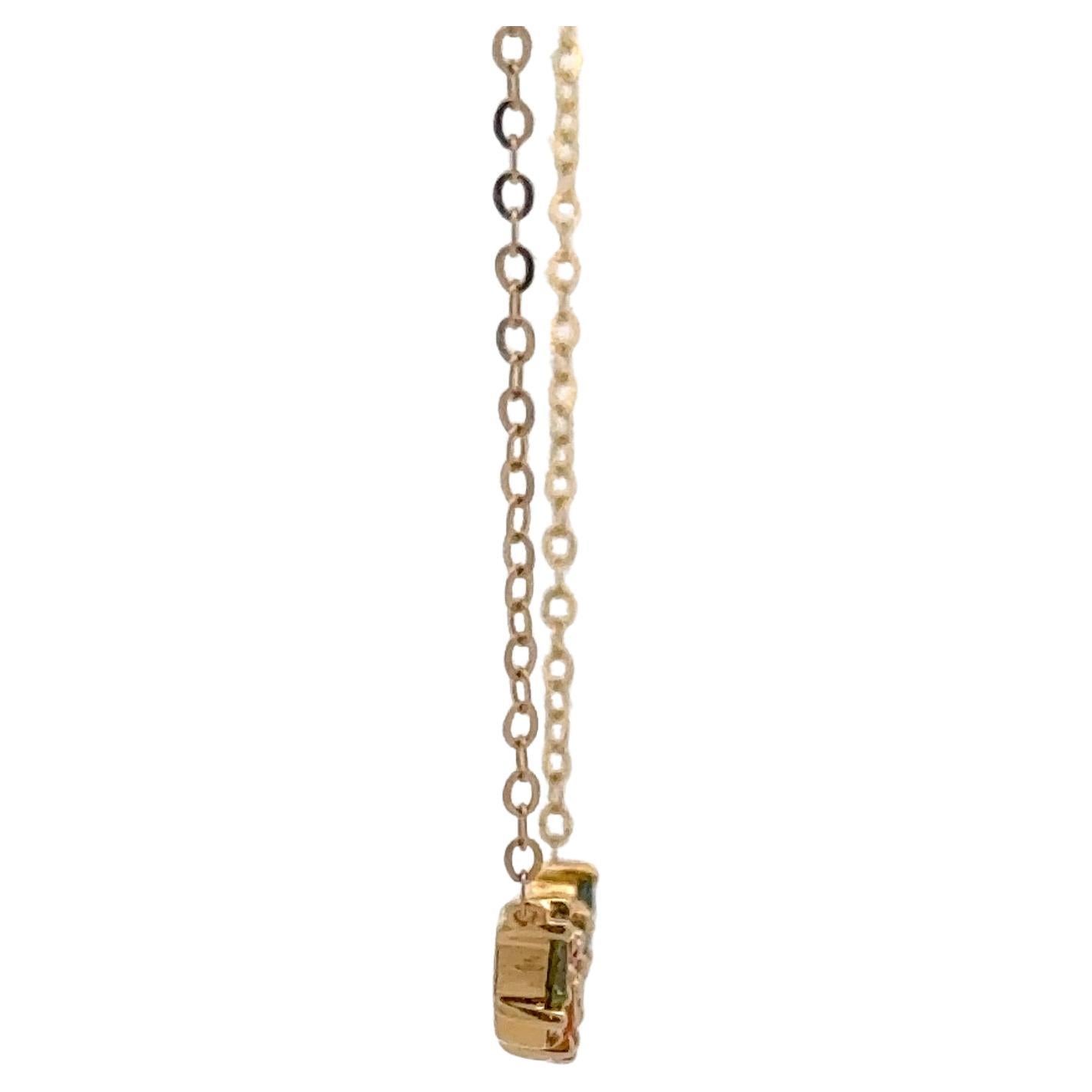 Collier avec pendentif en saphir multicolore et diamant 07.1 CTTW or jaune 18KT Pour femmes en vente
