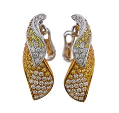 Multi-Color Sapphire Diamond Gold Earrings