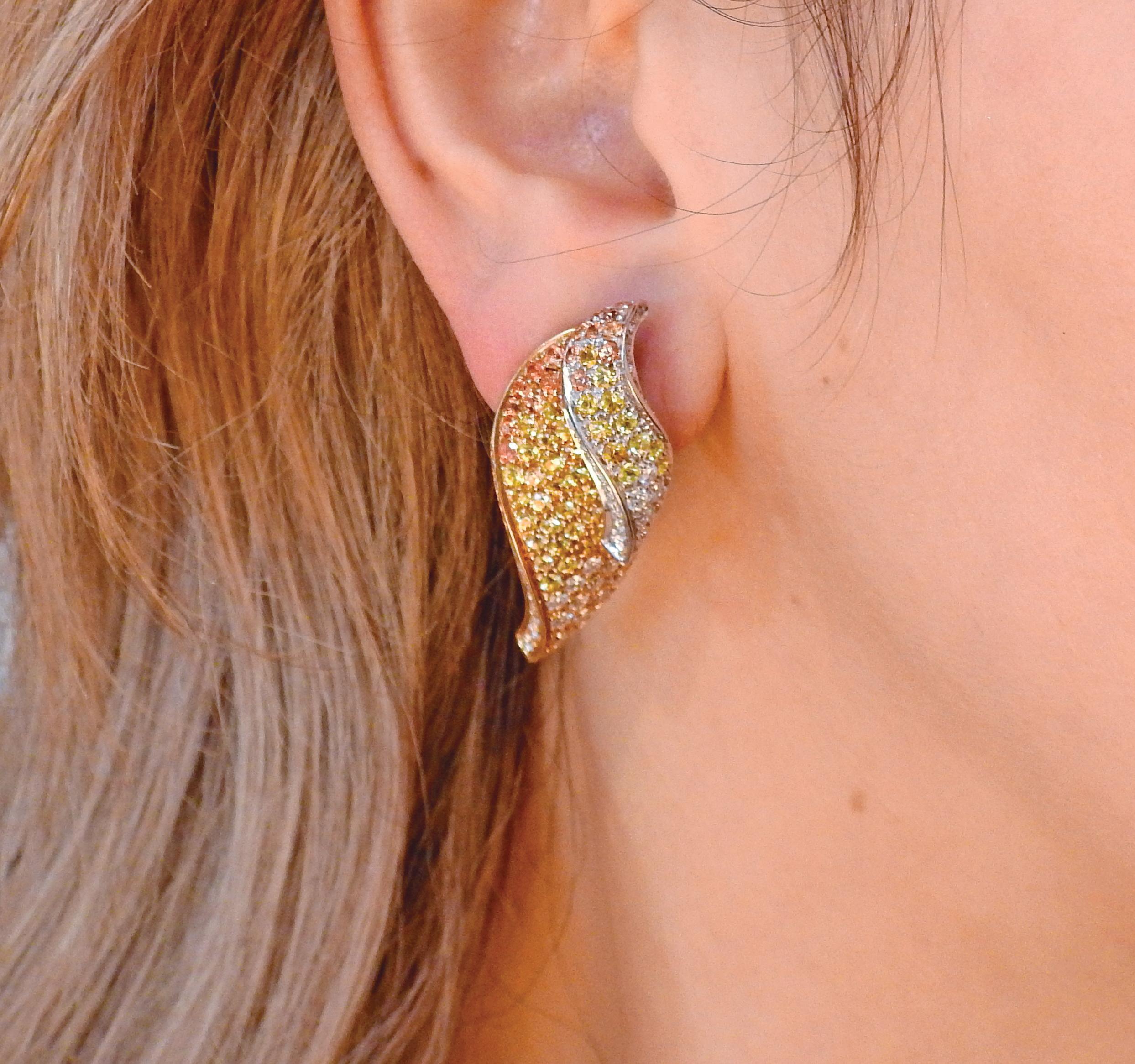 Multi-Color Sapphire Diamond Gold Earrings 1